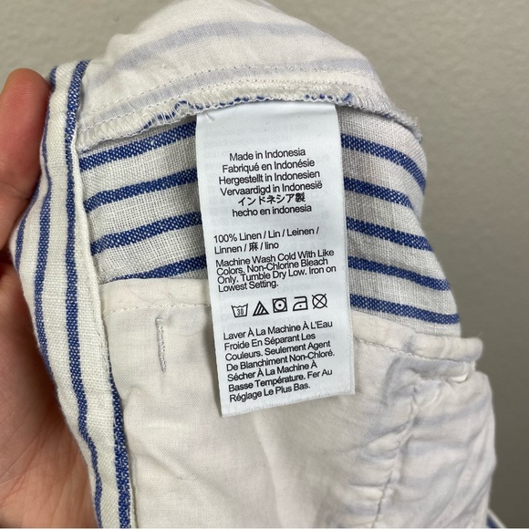 Madewell Women's 8 The Harlow Wide-Leg Pant in 100% Linen Bluestone Stripe White - Picture 14 of 16